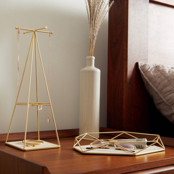 NEW Umbra Display Prisma Tray Sung Wook Park Geometric Gold Tone - Picture 14 of 16